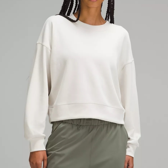 Lululemon Softstreme Perfectly Oversized Cropped Crew - White Opal (2) - Picture 1 of 6